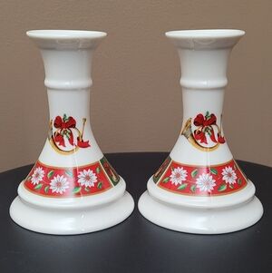 Festive White and Red Candle Holders